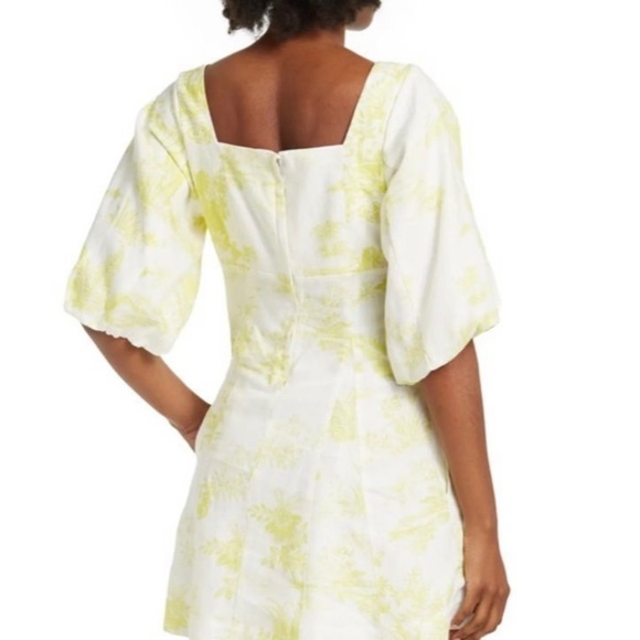 NWT NICHOLAS Yellow Toile Lydia Mini Dress Size 0 - Picture 4 of 8